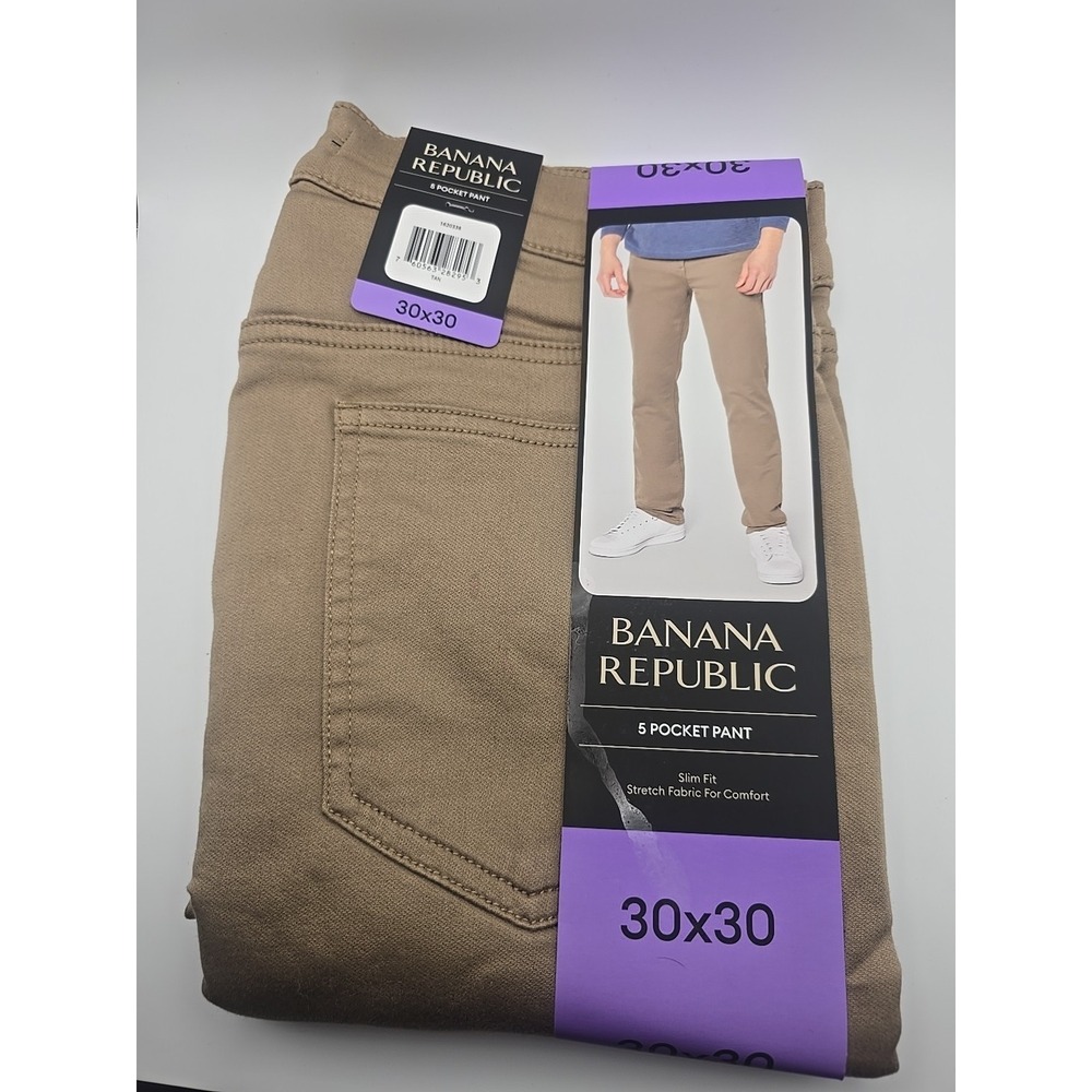 Banana Republic Men's 5-Pocket Pants Tan 30x30 Slim Fit Stretch fabric